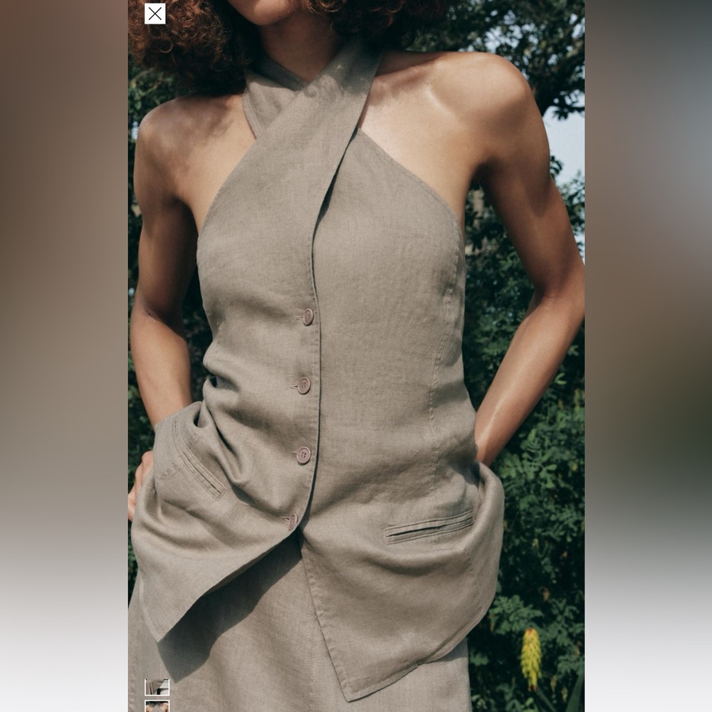 100% LINEN HALTER VEST TOP ZW COLLECTION